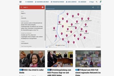 Oben sieht man allein den Chemnitzer Teil des NSU-Helfernetzes, bundesweit machte die "Freie Presse" über 100 Namen aus. 