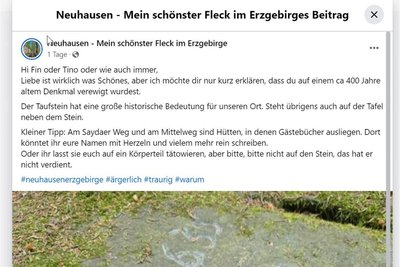 Via Facebook hat Undine Weise aus Neuhausen den unbekannten Kritzlern eine Nachricht hinterlassen.