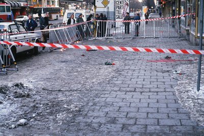 Der Tatort in der Stockholmer Innenstadt 1986.