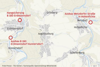 Auf den drei Straßenbaustellen mit längeren Vollsperrungen wird noch planmäßig gearbeitet.