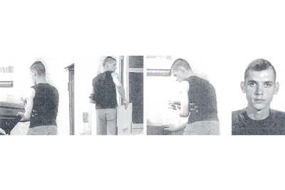 Fotos aus der Observierung 2000 vor dem Haus an der Chemnitzer Bernhardstraße. Die Person hielt damals selbst das BKA für Böhnhardt. Rechts daneben das Vergleichsbild des Gesuchten.