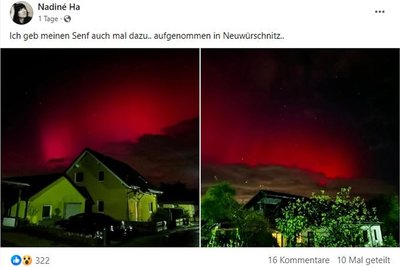 Schöne Nordlichter konnte diese Facebook-Nutzerin in Neuwürschnitz festhalten.