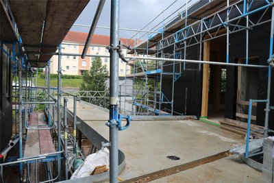 Der geplante Zugang von der Lößnitzer Straße ist noch eine Baustelle.