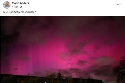 Polarlichter über Aue-Bad Schlema.