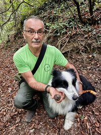 Pensionierter Verkehrspolizist und seit 40 Jahren auf der Suche nach der edlen Knolle: Dario Benčič, hier mit Hund Tiziano.