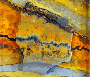 Das Bild "Bumble Bee" (Ausschnitt) des Schweizer Künstlers Dr. Kuno Stöckli ist gegenwärtig Bestandteil der in der Freiberger Terra mineralia präsentierten Ausstellung "in natura - in nexu - in artes". 