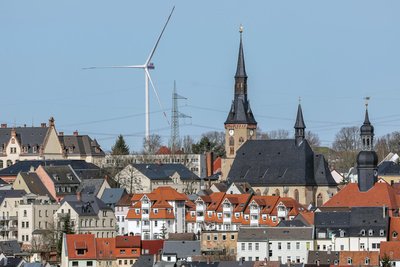 Das XXL-Windrad von Oberwiera ist auch in Waldenburg zu sehen.