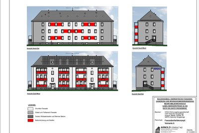 Wie das Mehrfamilienhaus künftig aussehen soll, lässt ein Fassadenfarbkonzept erahnen.