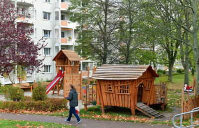 Ein Kinderspielplatz an der Karl-Kegel-Straße in Freiberg.