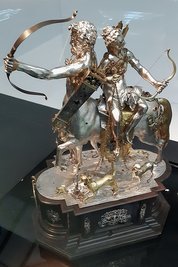 Figurenautomat mit Diana auf einem Kentauren. Kurfürst Christian II. von Sachsen brachte dieses Meisterwerk 1610 aus Prag mit. 