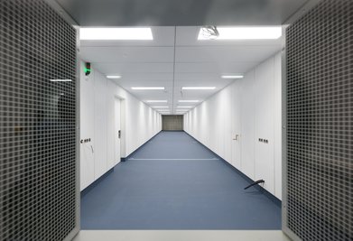 Blick in die Beschussanlage im Rahmen der offiziellen Übergabe des neuen Kriminalwissenschaftlichen und -technischen Institut des LKA Sachsen.