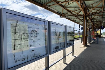 Am Bahnhof Mittweida hatten zunächst Unbekannte im Juli Farbe versprüht.