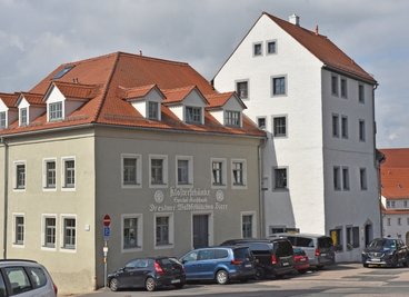 Familie Borrmann lobt das nachbarschaftliche Miteinander im Stadtteil Christiansdorf: Blick auf Pfarrgasse 37 im Gebäudekomplex mit Nummer 35.