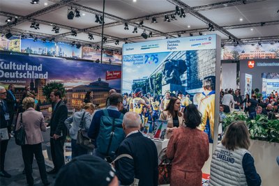 Bei der ITB Berlin hatten Chemnitz und das slowenische Nova Gorica, die beiden Kulturhauptstädte 2025, einen gemeinsamen Auftritt.