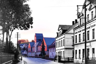 Auch die Goetheschule wurde in eine historische Ansicht projiziert.
