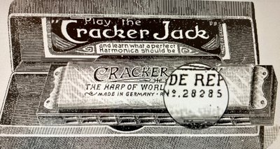 Cracker-Jack-Mundharmonika der Klingenthaler Firma F. A. Rauner aus dem Jahr 1897 für den australischen Markt. 