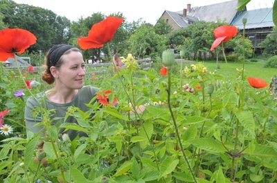 Im Bauerngarten ihres Hofes "Sonnenblume" in Oberbobritzsch fühlt sich Silvia Bayer besonders wohl. Hinterm Haus werden auch die Tiere gehalten.