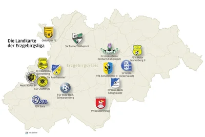 14 Teams kämpfen in dieser Saison um die Punkte in der Fußball-Erzgebirgsliga. Neu dazugekommen sind der FC Concordia Schneeberg und der SV Auerhammer aus der Landesklasse (jetzt Sachsenklasse) sowie der SV Neudorf und Tanne Thalheim II als Aufsteiger aus den Kreisliga-Staffeln.