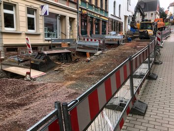 Die Theaterstraße in Mittweida ist derzeit Baustelle. Der Um- und Ausbau dauert noch bis zum 17. Dezember. 