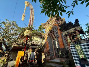 Die meterhohen, geschwungenen Penjor gehören auf Bali zum "Galungan"-Fest dazu.