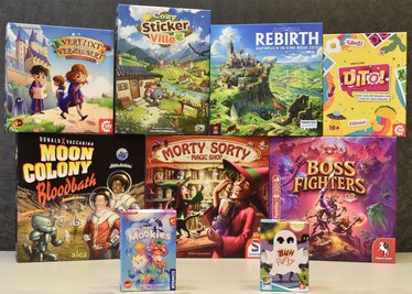 Die nominierten Spiele der Auszeichnungen "Spiel des Jahres", "Kennerspiel des Jahres" und "Kinderspiel des Jahres" für das Jahr 2026 (undatierte Aufnahme).