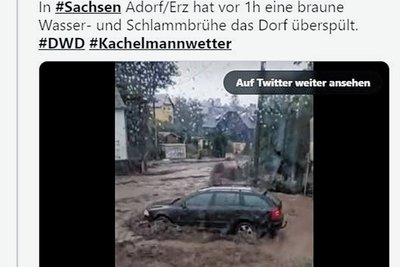 In Adorf riss die Flutwelle ein Auto mit. 