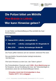 Diese Fahndungsplakate hat die Polizei im Bereich der Tatorte in Lößnitz aufgehängt.