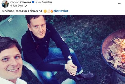 Der eine noch kein Jahr Ministerpräsident, der andere frisch im Freistaat: Michael Kretschmer holte Conrad Clemens schon 2018 als Kampagnenmanager für die Landtagswahl nach Sachsen.