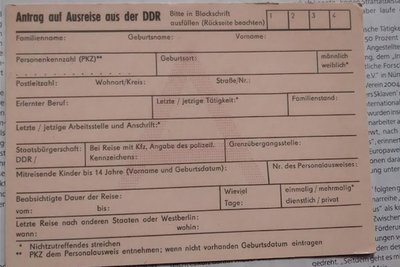 Der DDR-Ausreiseantrag aus Joseph Wenzels Familie blieb blank.