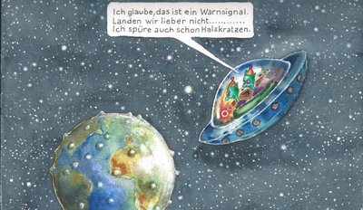Sieht der Erdball nicht aus wie ...? Dem weltweiten Thema Corona stellt sich Fichtner auch mit dieser Karikatur.