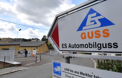 Blick auf das Werksgelände des Teilezulieferers ES Automobilguss in Schönheide.