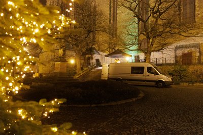 In Annaberg laufen auf dem Unteren Kirchplatz die Vorbereitungen für 3. Berggeschrey. 