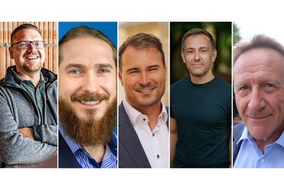 Freibergs OB-Kandidaten: Steve Ittershagen, Stefan Krinke, Philipp Preißler, Christian Pudack, Jens Uhlemann (v.l.).
