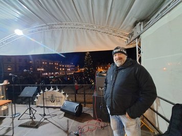 Holger Rockstroh von "Engel in Zivil" zu Beginn der Demo in Thum.