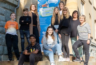 "Deine Idee? Deine Schule. Dein Klima!" - unter diesem Motto steht ein Umweltschutzprojekt an der Geschwister-Scholl-Schule. Von links: Lukas, Tim, Julia Franke, Karolina, Ismail, Celine, Daniela Taubert, Ann-Katrin, Carmen Götz und Doreen Moosmüller. 