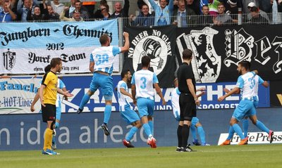 Jubel beim CFC: Die Chemnitzer haben am Samstag ihre Heimpartie gegen den VfB Auerbach gewonnen.