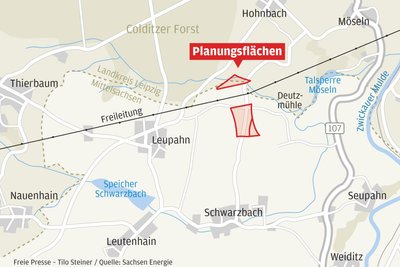 Auf diesen Flächen bei Schwarzbach könnten Windräder gebaut werden.