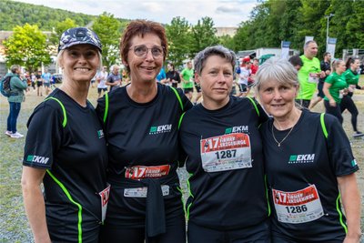Anja Gazlig, Katrin Hertzsch, Jeanette Buschmann und Kerstin Müller (von links) von EKM Elektronik Zwönitz sind das Team „Grandes Dames“. Gemeinsam sind sie 226 Jahre alt.