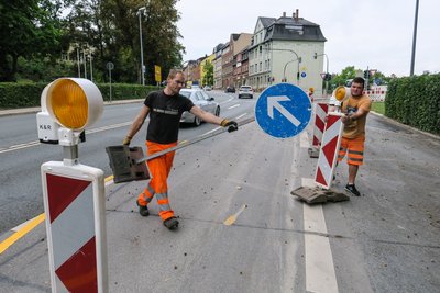 … Darum kümmerten sich unter anderem David Höll und Roberto Geisler von der Verkehrstechnik. 