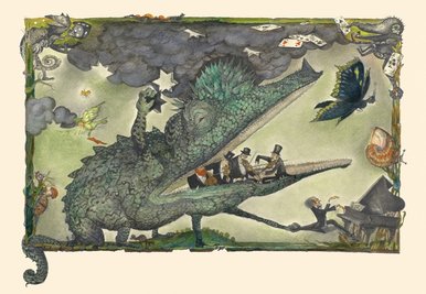 Orchestersterben mal ganz anschaulich: Das Bilderbuch "Der Dunkelmunkel" erschien 1987. Regine Heinecke verlieh dem allesfressenden Untier von Autor Dieter Mucke mit ihren Bildern eine Gestalt. Die Illustrationen sind Teil der neuen Ausstellung auf Schloss Voigtsberg in Oelsnitz.  