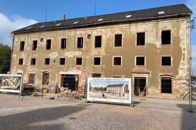 Der Oederaner Bau in Flöha wird eine Gaststätte und Wohnungen beherbergen.