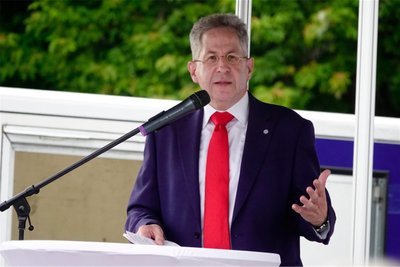Hans-Georg Maaßen sprach am Dienstagabend in Chemnitz zu laut Polizei rund 150 Besuchern.