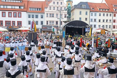Insgesamt sechs bergmännische Orchester werden zur Bergparade des Bergstadtfestes in Freiberg erwartet.