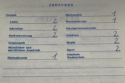 Das Erste-Klasse-Zeugnis von Thomas Hennig: Keine Note schlechter als 2.