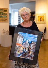Margitta Hempel zeigt ihre Stadtansicht der Sacre-Coeur in Paris.