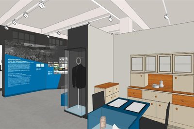 Dieser Gestaltungsentwurf von ö_konzept aus Zwickau zeigt, wie der Ausstellungsbereich einmal aussehen soll.