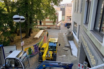 Seit Montag müssen Passanten Slalom laufen, wenn sie von der Stadt-Galerie zur Herrenstraße gelangen wollen.