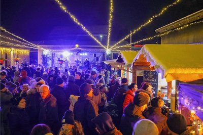 Am Samstagabend hatte die "Mittelalterliche Hofweihnacht" auf dem Firmengelände von Matthias Ramm an der Güterbahnhofstraße ihre Premiere. Auf der Bühne die "Raben" aus Schwarzenberg. 