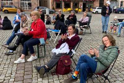 Beim Sitzstreik in Rochlitz waren die Rückschritte bei der Gleichberechtigung großes Thema.