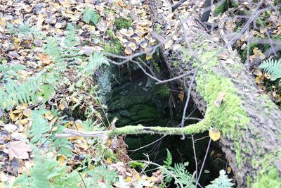 Hier der Blick in einen Einstieg. Das Altbergbaugebiet rund um Frohnau ist wie ein löchriger Schweizer Käse.